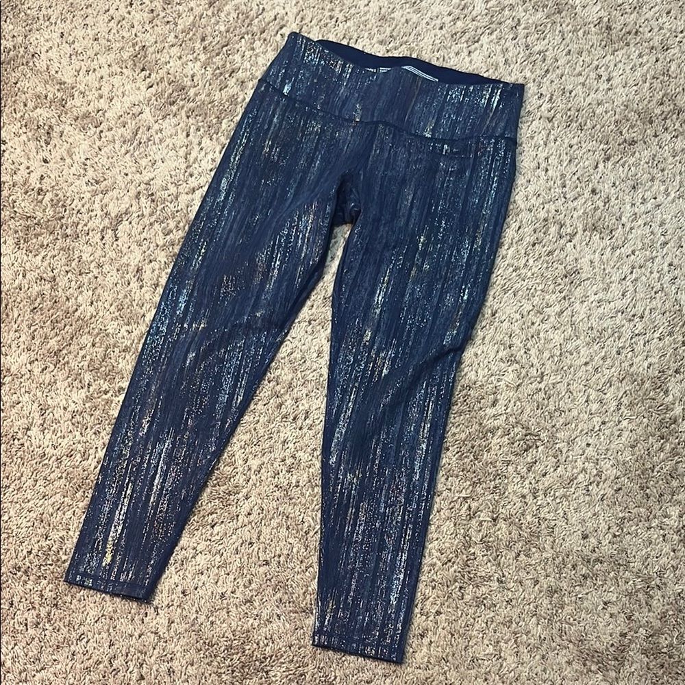 NWOT Victoria's Secret Sparkly Navy Leggings - Picture 2 of 4